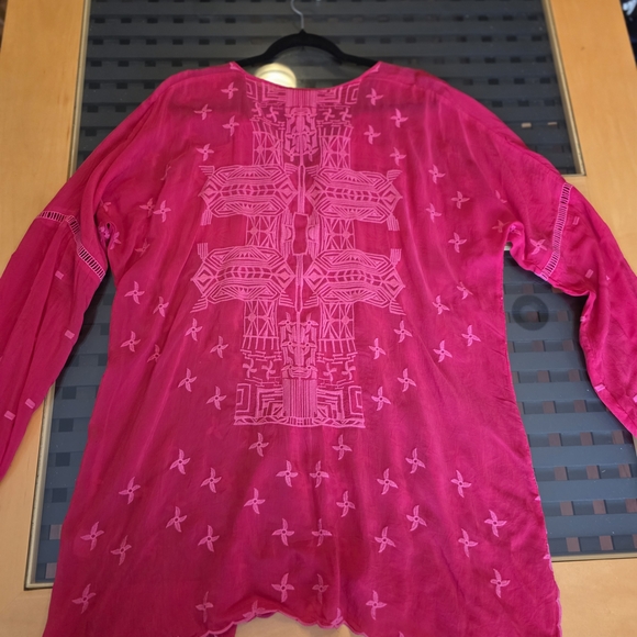 Johnny Was Fuchsia Embroidered Tunic.  32" Lenght, 24 Inches Chest. - Picture 4 of 10